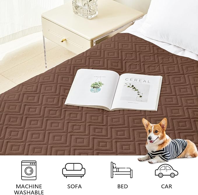 hyha Waterproof Dog Blanket, Soft Dog Bed Cover Pet Blankets, Waterproof Sofa Couch Cover for Dogs Washable, Reversible Pet Couch Covers for Sofa Furniture (52x82 Inch, Brown/Brown)
