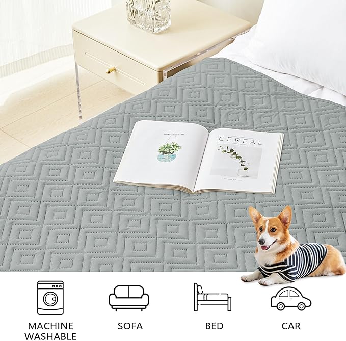 hyha Waterproof Dog Blanket, Soft Pet Bed Blankets, Waterproof Sofa Couch Cover for Dogs Washable, Reversible Pet Couch Covers for Sofa Furniture (68x82 Inch, Grey/Light Grey)