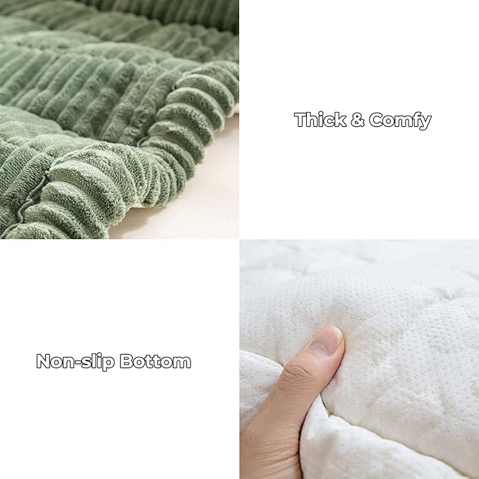 FUNNY FUZZY Pet Couch Covers for Sofa, Washable Dog Couch Cover Protector for Dogs, Flannel Couch Covers for Dogs Pet Friendly Pets Mat Bed (Dark Green, 19.7"x19.7")