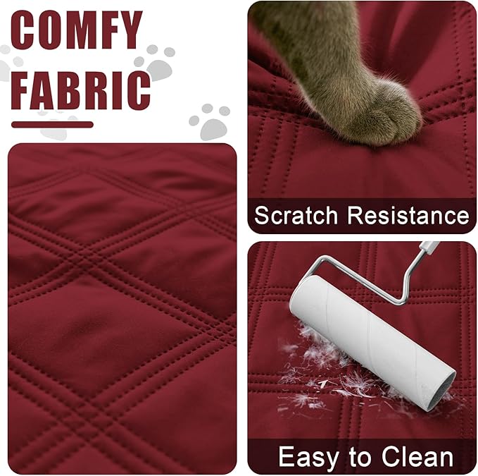 Smiry Waterproof Dog Bed Cover Blanket 52x82, Soft Reversible Pet Blanket, Washable Leakproof Cats Dogs Couch Cover for Sofa, Couch, Furniture, Wine Red/Wine Red