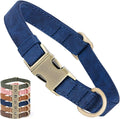Genuine Leather Dog Collar - Adjustable Pet Collar with Quick Release Metal Buckle, Soft Skin Friendly Real Leather Collar for Small, Medium, Large Dogs (Blue, L：Fit 15-23" Neck)