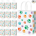 Blulu 20 Pcs Spring Puppy Dog Paw Gift Bags with Handles, Dog Paper Treat Goodie Bags for Animal Pet Party Favors, 6.3 x 3.1 x 8.6 Inch