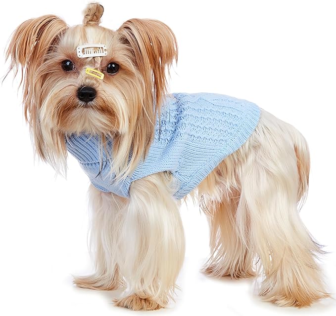 Stretchy Cat Sweater - 17 Colors & 6 Sizes | Snug Winter-Ready Knit for Boy/Girl Cats & Kittens(Blue, Large)