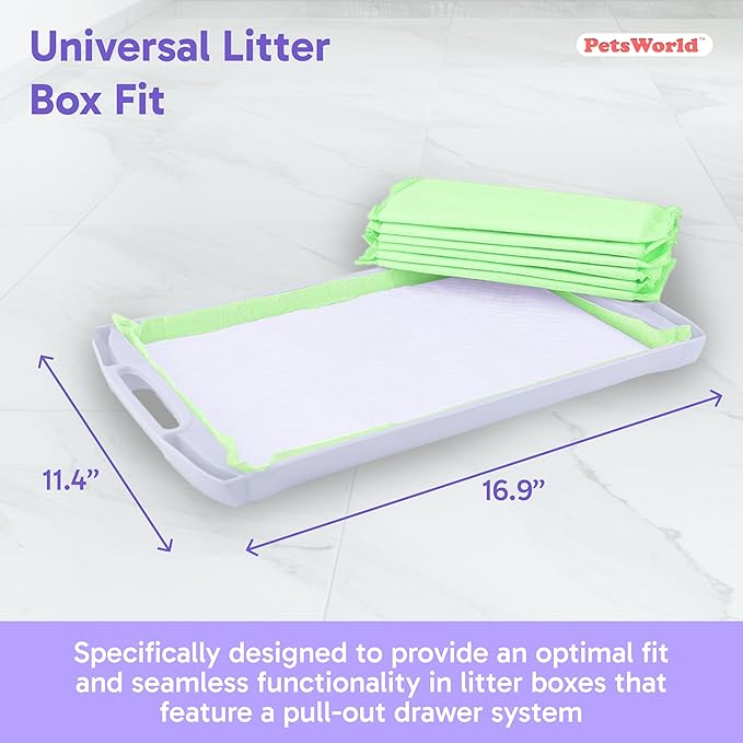 PetsWorld Universal Fit Multi-Cat Pad Refills for Litter Box, Fresh Scented, Ultra-Absorbent, Odor Control, Pack of 400