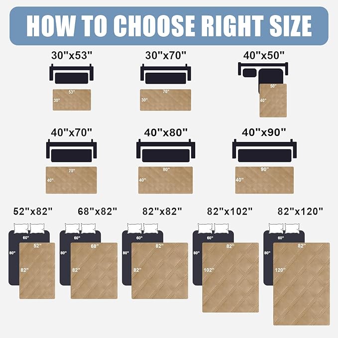 Smiry Waterproof Dog Bed Cover Blanket 30x53, Soft Reversible Pet Blanket, Washable Leakproof Cats Dogs Couch Cover for Sofa, Couch, Furniture, Camel/Camel
