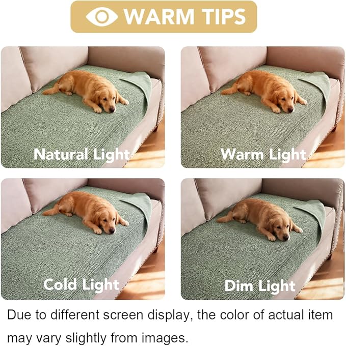 H.VERSAILTEX Non Slip Pet Couch Cover Chenille Dog Bed Protector Thick Soft Sofa Slipcover Pet Friendly Washable Couch Cushion Covers for Pets (52" x 82", Sea Foam)