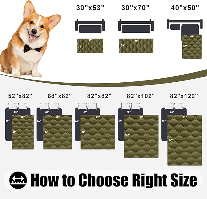 Smiry Waterproof Dog Bed Cover Blanket, Soft Reversible Pet Blanket, Washable Leakproof Cats Dogs Couch Cover for Sofa, Couch, Furniture (30x53 Inch, Green/Navy)