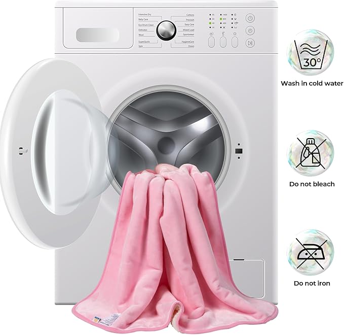 Sunheir Waterproof Blanket for King Size Bed - 108"x86" Soft Reversible Sherpa Fleece Flannel Dog Blankets for Large Dogs, Pet Blanket for Bed, Couch, Soft Plush Furniture Protector, Pink