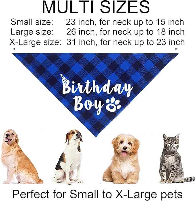 Dog Birthday Party Supplies, Multi Sizes Dog Birthday Hat with Numbers Bandana Bow Tie It’s My Bday Mother Puppers Sign Banner for Small Dogs Pets (Small, Blue)