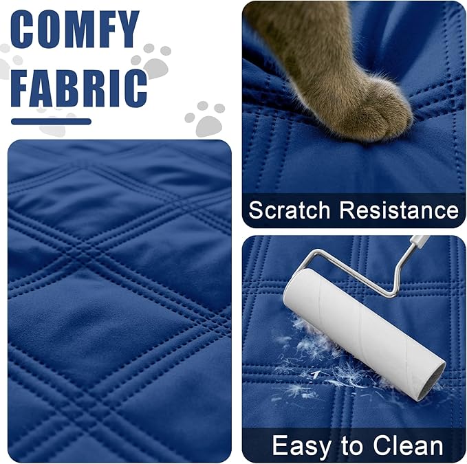 Smiry Waterproof Dog Bed Cover Blanket 68x82, Soft Reversible Pet Blanket, Washable Leakproof Cats Dogs Couch Cover for Sofa, Couch, Furniture, Navy/Blue