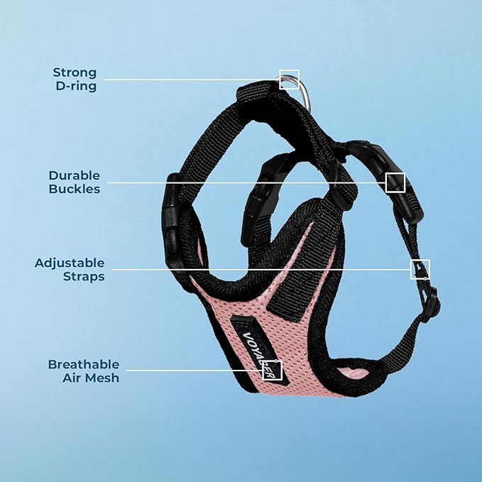 Voyager Step-in Pet Harness - All Weather Mesh, Adjustable Step in Harness for Cats and Dogs by Best Pet Supplies - Pink/Black Trim, XS