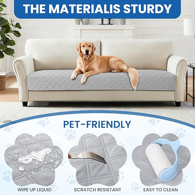 Waterproof Dog Bed Cover Pet Blanket, Soft Couch Cover for Dogs Washable, Non-Slip Dog Blanket Protect Furniture Couch Sofa Car for Puppy Large Dogs Cat (52x82 Inch, Light Grey)