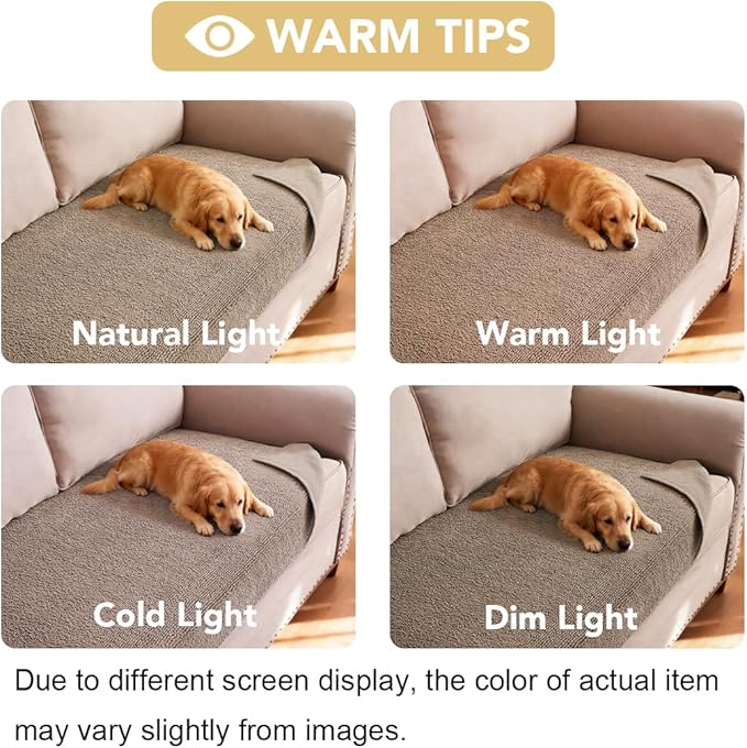 H.VERSAILTEX Non Slip Pet Couch Cover Chenille Dog Bed Protector Thick Soft Sofa Slipcover Pet Friendly Washable Couch Cushion Covers for Pets (40" x 50", Sand)
