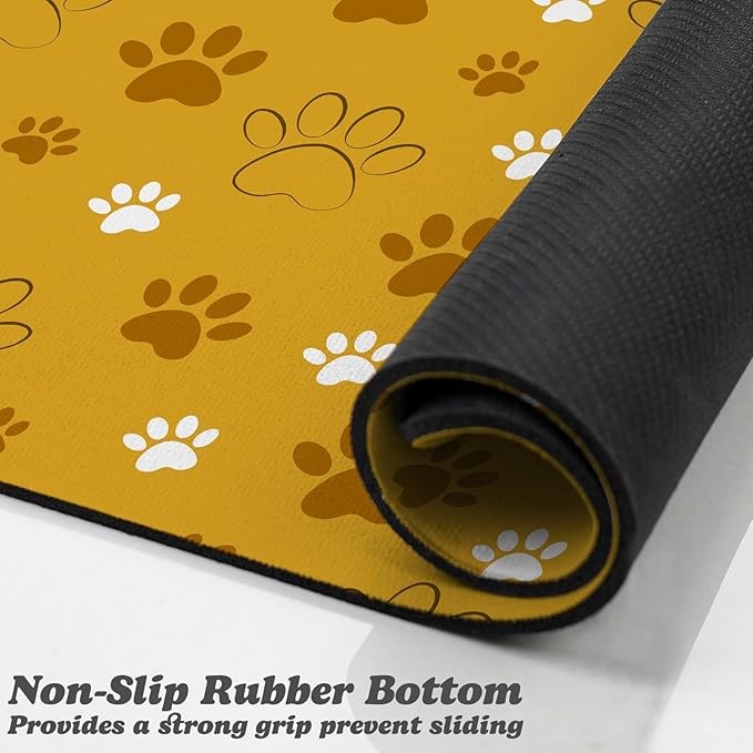 Dog Food Mat, Absorbent Water Bowl Mats Cat Pet Feeding Placemats Yellow 12 * 20 inch