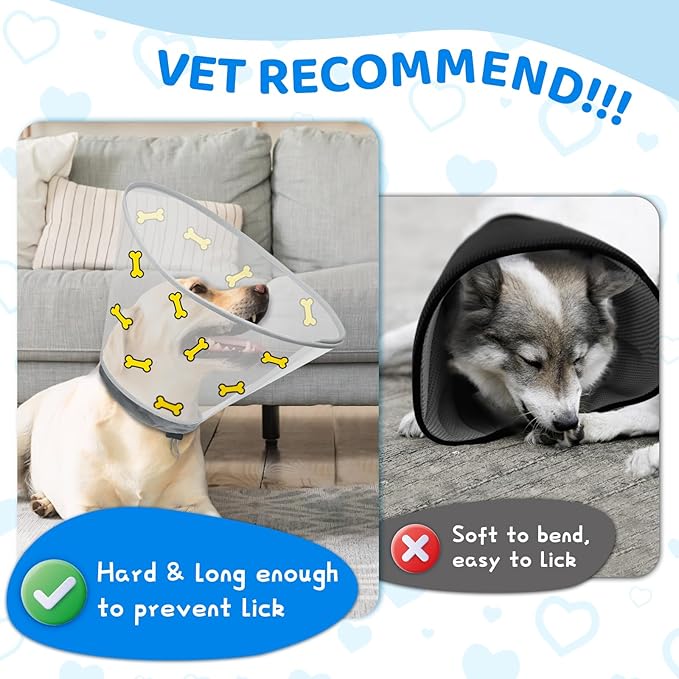Supet Dog Cone Collar After Surgery to Stop Licking: Adjustable Recovery Elizabeth Collar Alternative for Large Medium Small Dogs, Plastic Pet Head Neck Cone (XL)