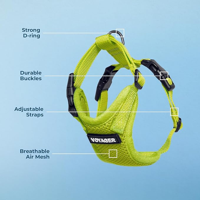 Voyager Step-in Pet Harness - All Weather Mesh, Adjustable Step in Harness for Cats and Dogs by Best Pet Supplies - Lime Green, XL