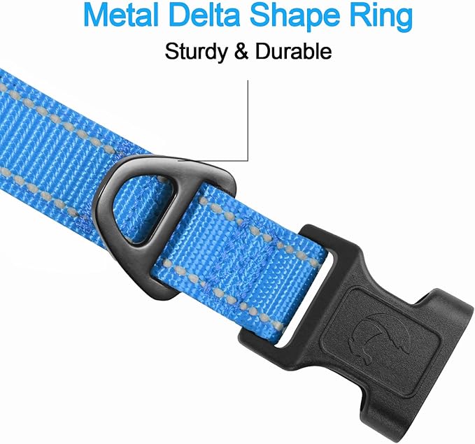 Joytale Reflective Dog Collar,Soft Neoprene Padded Breathable Nylon Pet Collar Adjustable for Puppy and Small Dogs, Sky Blue,XS