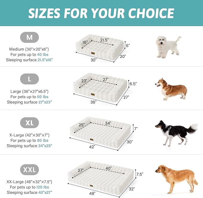 Faux Rabbit Fur Orthopedic Dog Bed, Dog Bed for Medium Size, Supportive Foam Pet Sofa with Waterproof Lining Cover, Washable U-Shaped Pet Couch with Anti-Slip Bottom, Beige M 30x20x6.5 inch