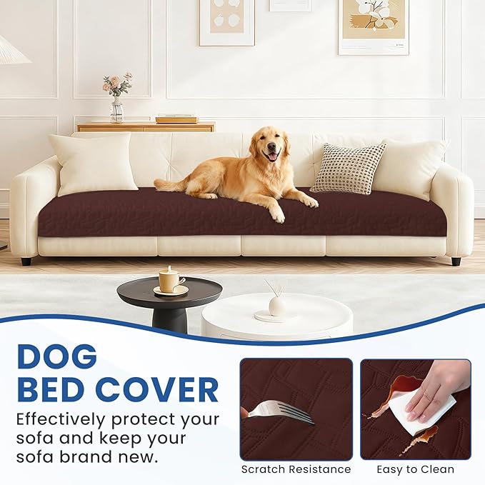 Waterproof Dog Bed Cover, Non-Slip Dog Blanket for Couch, Couch Covers for Dogs Washable, Pet Blanket for Furniture, Pet Bed Mat for Sofa, Car, Pet Supplies (52x82 Inch, Coffee)