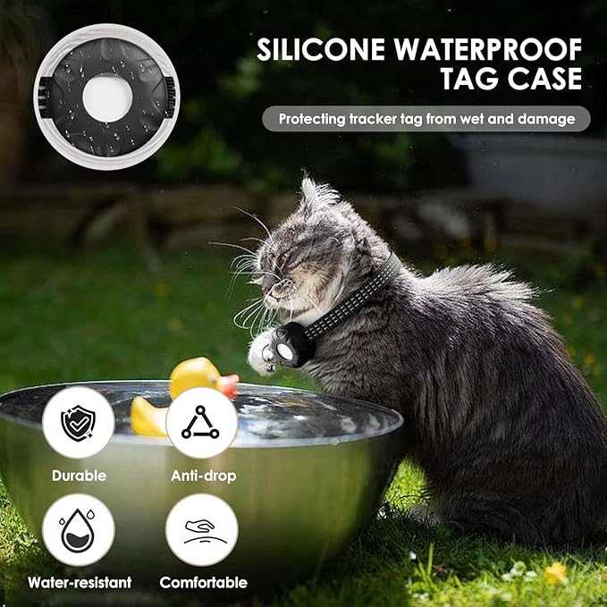 Cat Tracker, Lightweight Pet Tracker for Cats, No Monthly Fee Cat GPS Tracker Compatible with Apple Find My App(Only iOS), Real-Time Tracking, Precise Positioning, Smart Alerts, Waterproof