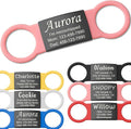 Anavia Slide On Silent Pet ID Tags, S/M/L/XL Personalized Black Stainless Steel Colored Silicone Cat Dog Name Tag, Customized Engraved Nameplate, Quiet Chew-Proof Pet Collar Tag (Pink, X-Large)