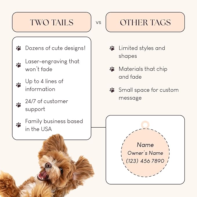 Two Tails Pet Company Dog Tags Personalized “I'm Lost, Somebody Call My Mama” Pet ID Tag - Laser Engraving, Customizable Dog Name Tag, Brass & Enamel
