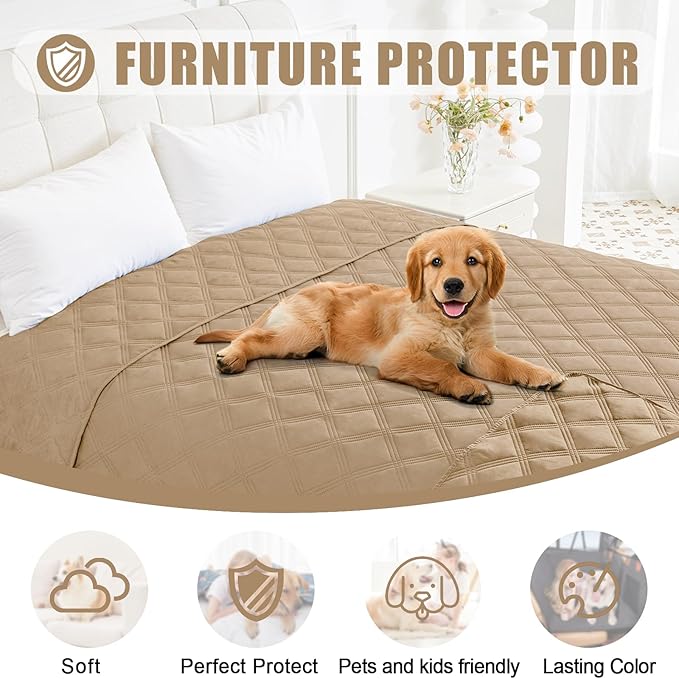 Smiry Waterproof Dog Bed Cover Blanket 40x70, Soft Reversible Pet Blanket, Washable Leakproof Cats Dogs Couch Cover for Sofa, Couch, Furniture, Camel/Camel
