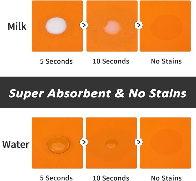 Dog Food Mat - Absorbent Cat Mat for Food and Water, No Stains Pet Feeding Bowl Mat, Easy to Clean Pet Placemats, Quick Dry Dog Water Dispenser Mat for Messy Drinkers | Paw Orange 18"x34"