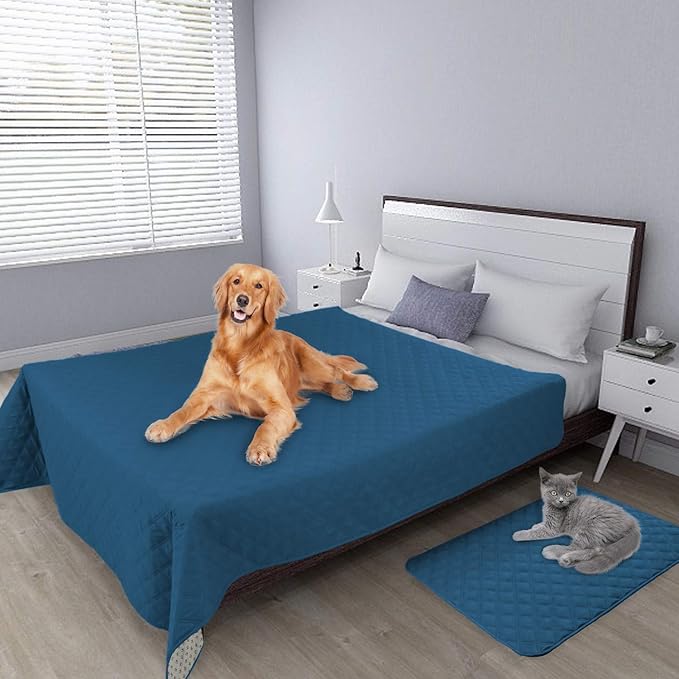 Easy-Going 100% Waterproof Dog Bed Cover, Non-Slip Pet Blanket for Furniture, Washable Couch Cover, Repleasement Sofa Cover (68x82 in,Peacock Blue)