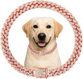 Dog Collar Cuban Link Rose Glod Crystal Dog Necklace Metal Chain Collar with Design Secure Buckle Pet Collar Jewelry Accessories for Small Medium Large Dogs Cats(Rose Glod 12inch)