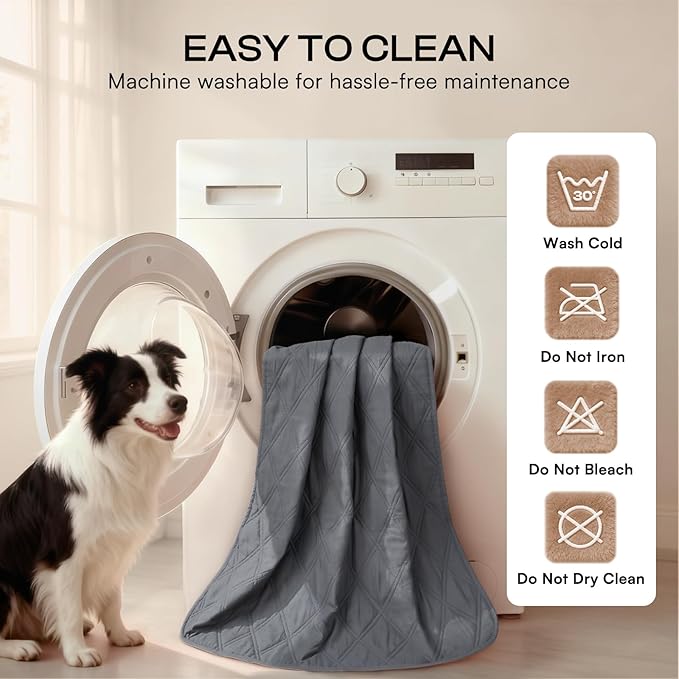 Luciphia 100% Waterproof Couch Cover Blanket for Dogs Anti-Slip Pet Couch Protector Sofa Mat Puppy Cat with Non-Slip Bottom, Grey, 52x82 Inch