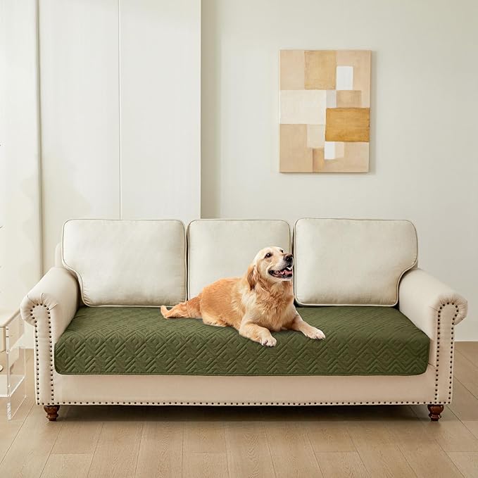 hyha Waterproof Dog Blanket, Soft Pet Bed Blankets, Waterproof Sofa Couch Cover for Dogs Washable, Reversible Pet Couch Covers for Sofa Furniture (40x50 Inch, Green/Navy Blue)