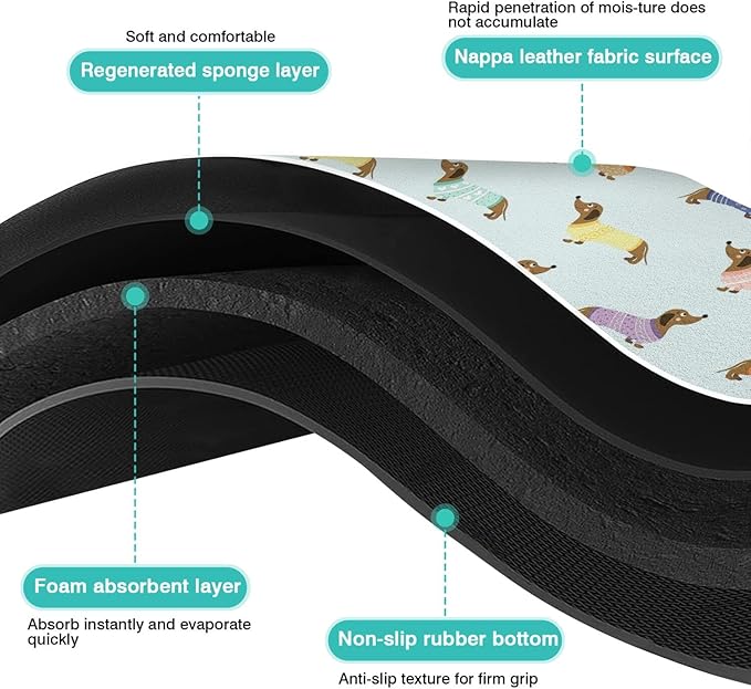 Dachshund Dog Food & Water Mat, Pet Feeding Mat for Floor Non-Slip Waterproof, Super Absorbent Cat Bowl Mat, Easy to Clean Eco-Friendly Durable Pet Placemat,12" × 20"