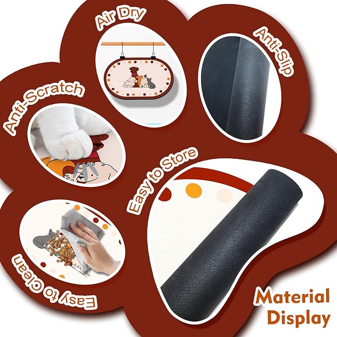 Dog Feeding Mat 24''x16'', Absorbent Pet Food Mat, No Stains Quick Dry Pet Water Mat Protect Floor, Cat Dog Water Bowl Mat for Messy Drinkers, Non-Slip Rubber Base Pet Placemats for Food and Water