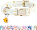Faygarsle Sunshine Pattern Dog Collar, Adjustable Cotton Fabric, Cute Design for Small Medium Large Dogs XS