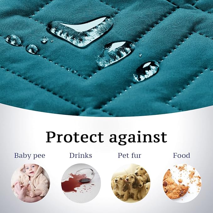 H.VERSAILTEX Reversible Loveseat Cover Furniture Protector Anti-Slip Water Resistant 2" Elastic Straps Couch Covers Pets Fit Sitting Width Up to 54"(Oversized Loveseat: 75" x 98", Dark Teal/Beige)
