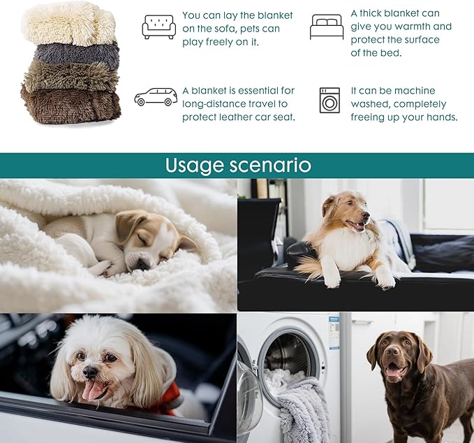 gogobunny Waterproof Dog Blanket for Couch & Furniture Protection - Super Soft Reversible Throw for Large Dogs & Cats, Calming Washable Fur & Sherpa Pet Blanket(33x77 Inch, Grey)