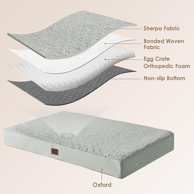 EHEYCIGA Orthopedic XXL Dog Beds for Jumbo Dogs with Removable Washable Cover,Greyish Green, 50x36