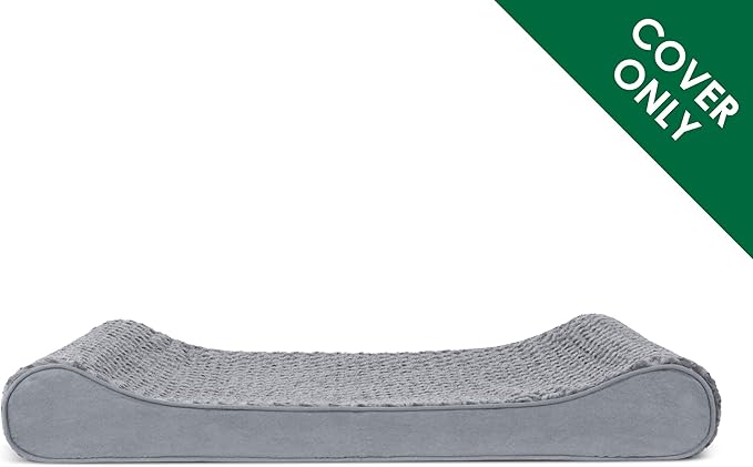 Furhaven Replacement Dog Bed Cover Ultra Plush Faux Fur & Suede Contour Luxe Lounger, Machine Washable - Gray, Giant (XXX-Large)