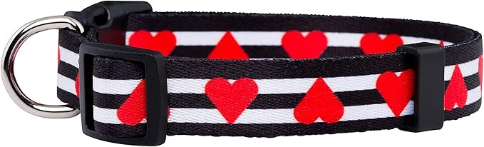 Native Pup Valentine’s Dog Collar- Valentines Day Pet Collars- Valentine Girly Hearts- Pink Red Heart- Cute Boy Girl Puppy Gift- Adjustable for Small, Medium, Large Breeds (Striped Hearts, Small)