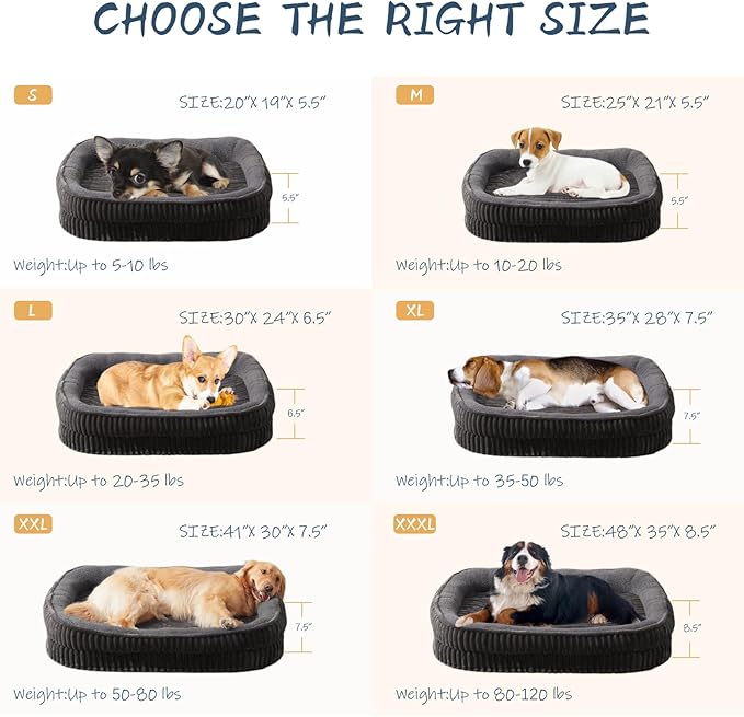 Orthopedic Dog Bed for Large Dogs Breeds, High Density Egg Crate Foam Dog Sofa Beds,Oval Kennel Bed, Pet Couch Bed with Four Sided Bolster, Removable Washable Cover& Non-Slip Bottom