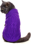 Stretchy Cat Sweater - 17 Colors & 6 Sizes | Snug Winter-Ready Knit for Boy/Girl Cats & Kittens(Deep Purple, X-Small)