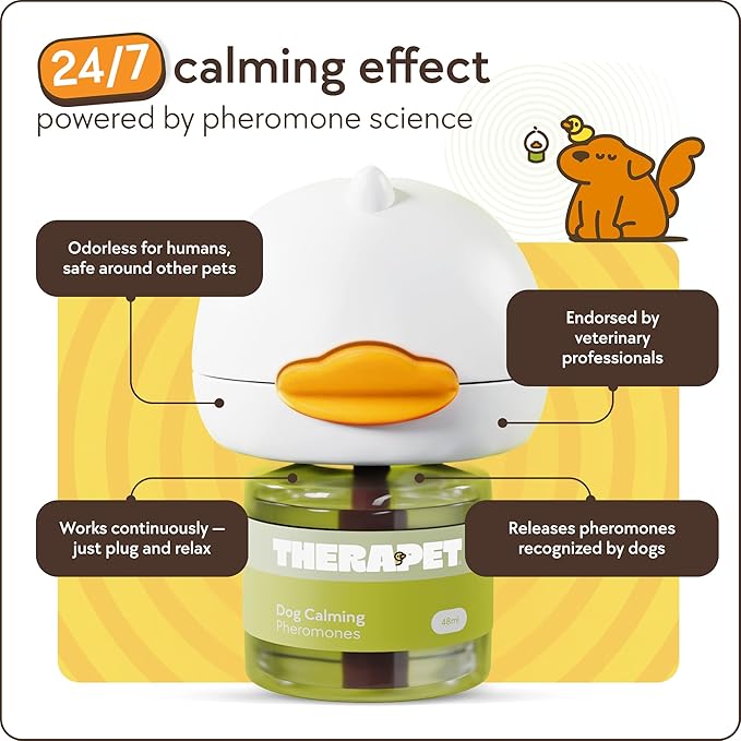 TherapetMD 60-Day Dog Calming Diffuser - for Stress, Destructive Behavior, Pee Accidents, Separation Anxiety, Barking, Aggression & Chewing - 60-Day Refill Included - Packaging May Vary