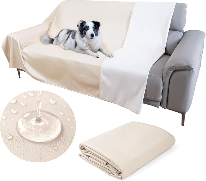 SILLY LEGACY Thin Reversible Waterproof Protective Cover or Liner for Bed or Couch (Twin Size 90 x 55 inch), for Dogs and Cats, Babies; Incontinence, Urine, Drool