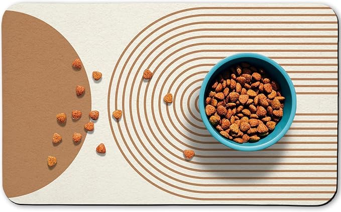 Dog Food Mats for Floors Waterproof, Cat Water Bowl Mats Pet Feeding Absorbent Mat Placemats for Food and Water Beige Bohemia 12 * 20 inch