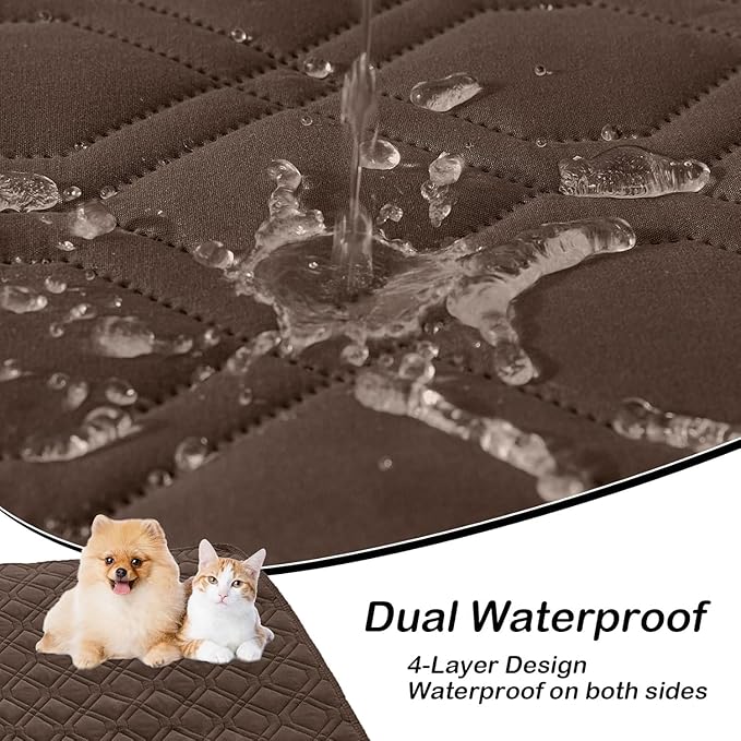 hyha Waterproof Dog Bed Blanket, Soft Pet Blankets, Waterproof Couch Cover for Dogs, Reversible Sofa Covers Washable for Furniture (40x80 Inch, Chocolate/Beige)