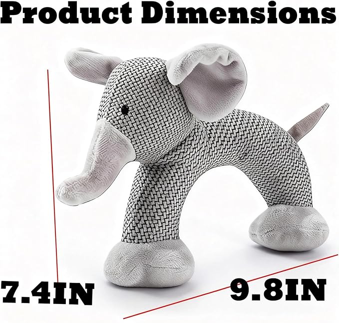 Linen Safari Companions, Squeaky Dog Chew Animals, with Durable Linen Material, Durable and Resistant to Chewing, for Relieve Dog's Boredom (Elephant)