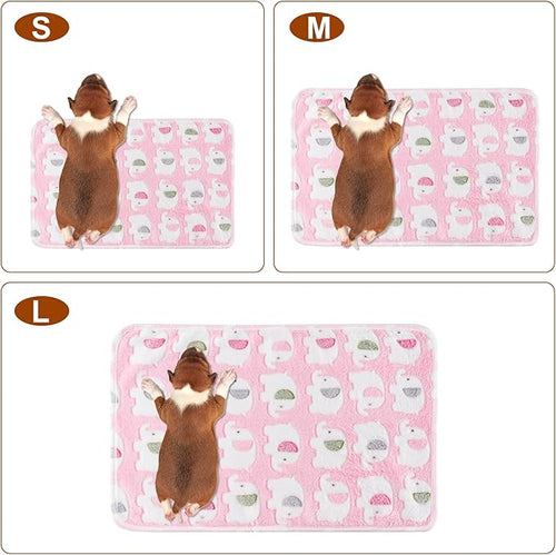 1 Pack 3 Blankets Super Soft Fluffy Premium Fleece Pet Blanket Flannel Paw Printed Throw for Dog Puppy Cat (Medium 30x20'', Pink, Yellow, Blue)