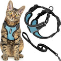 Voyager Escape-Proof Step-in Lock Cat Harness & 5ft Neoprene-Handle Leash Set All-Weather Mesh with Reflective Stitching for Small to Large Cats by Best Pet Supplies, Black Trim-Baby Blue (327), XXXS