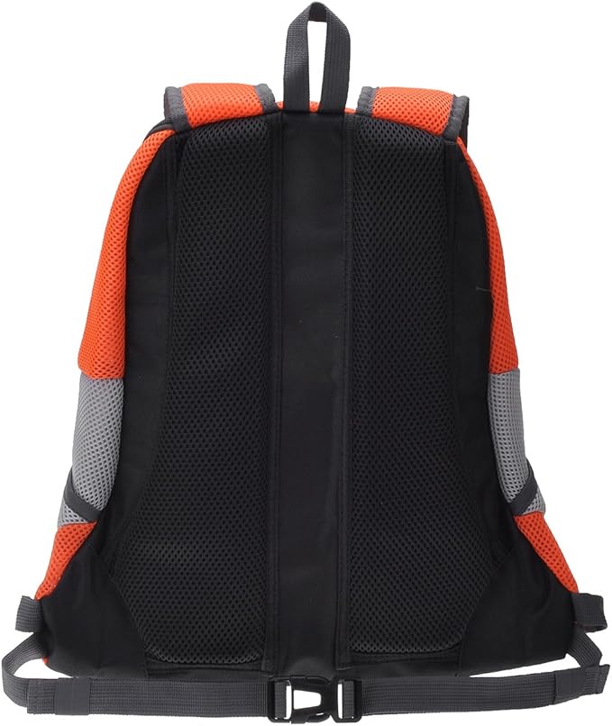 Mogoko Airline Approved Cat Dog Backpack, Puupy Pet Carrier Front Bag with Breathable Head Out Design and Double Mesh Padded Shoulder for Outdoor Travel Hiking (L, Orange)